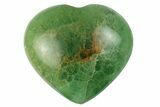 Polished Fluorescent Green Fluorite Heart - Madagascar #256183-1